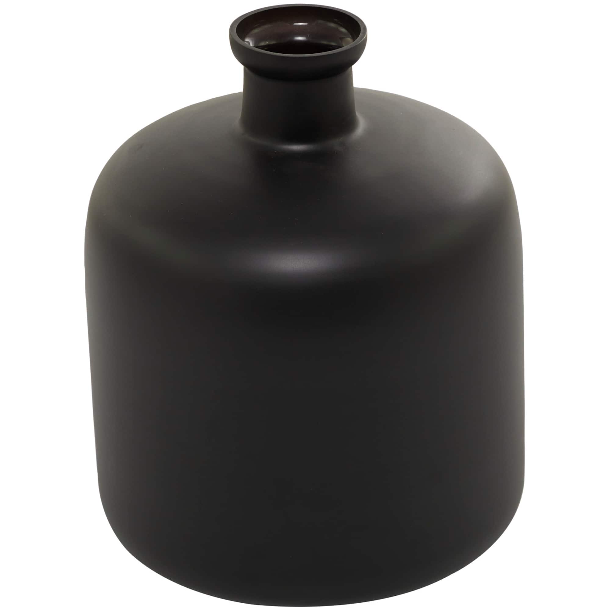 Black Glass Vase 10" x 10" x 12"